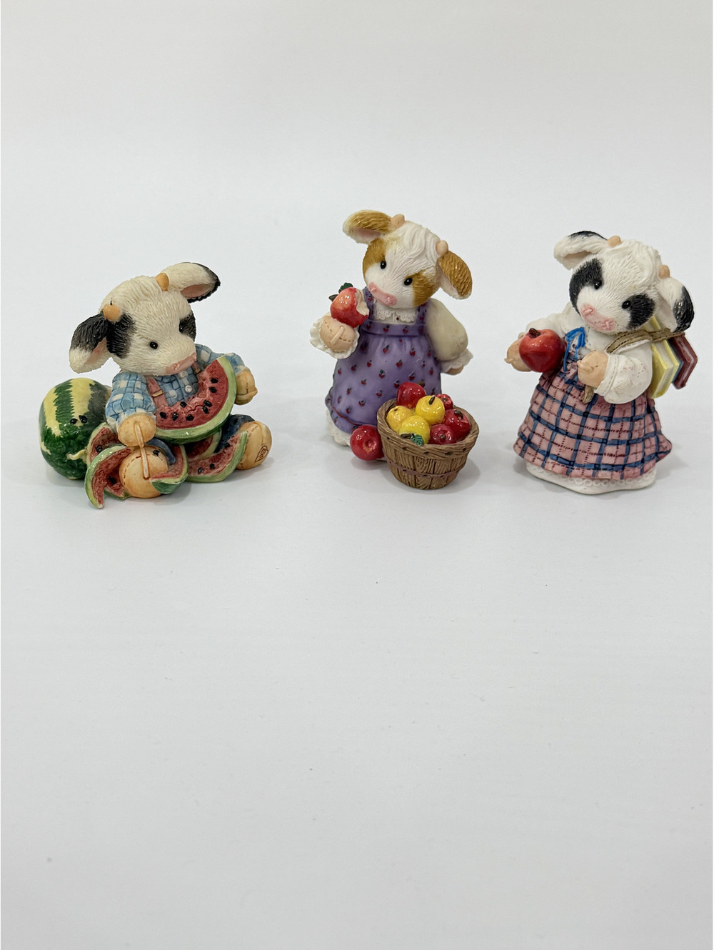Vintage set of 3 Mary's Moo Moo cows retired mini figurines